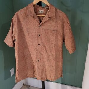 L.L. Bean Men's Brown Short Sleeve Shirt, 100% Cotton